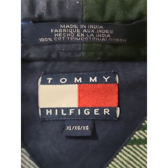 Vtg Tommy Hilfiger Flannel Shirt Mens XL Green Blue Plaid Heavyweight Preppy Y2K - Picture 12 of 12